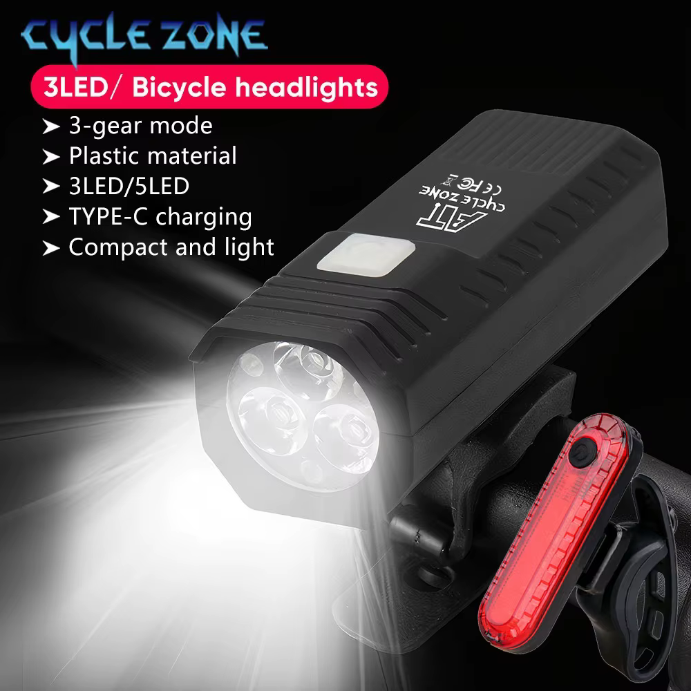 Ensemble de feux de vélo avant avec feu arrière LED feux de vélo rechargeables 3 Modes phare facile 