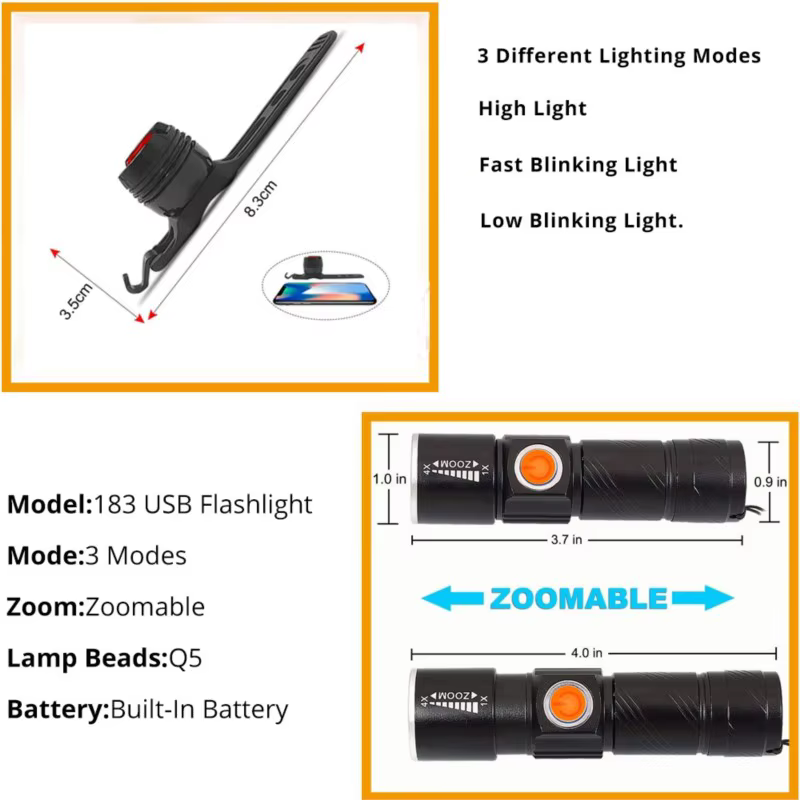 ZK30 3 in1 8000 Lumen vélo vélo lumière USB rechargeable LED étanche Super lumineux Zoom phare arriè