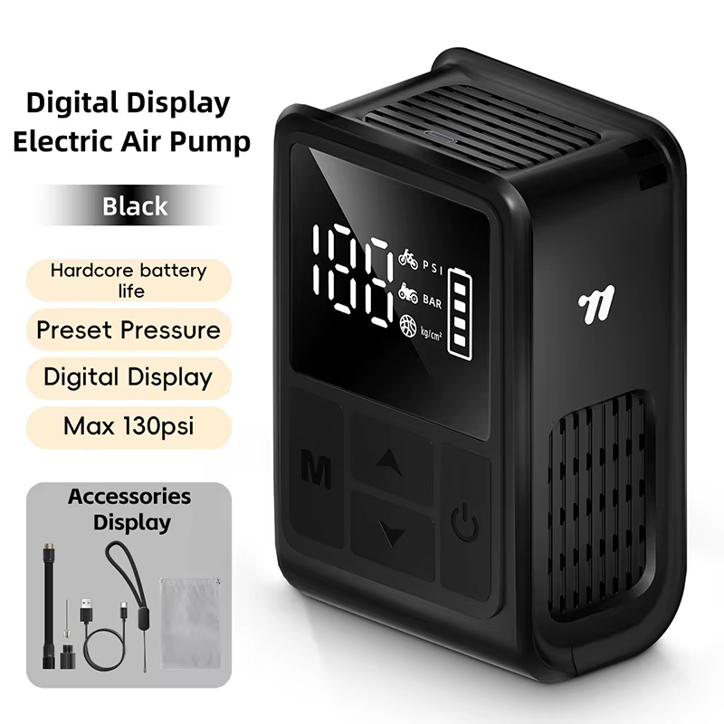 Pompe à vélo électrique WEST BIKING 130 PSI, pompe à vélo portable avec affichage numérique, valve S