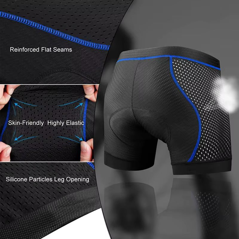 X-TIGER Cyclisme Sous-Vêtements 5D Respirant Rembourré Gel Vélo Shorts Hommes VTT Antidérapant Jambe