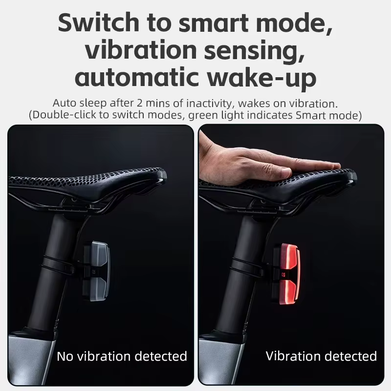ROCKBROS – feu arrière intelligent pour vélo, charge de Type C, capteur de frein IPX6, arrêt automat