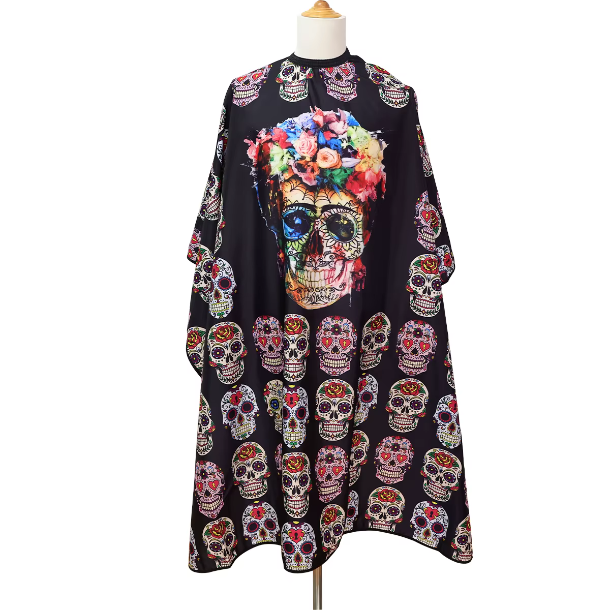 Capes de coupe de cheveux pour barbier, motif rétro, tête de mort, imperméable, coiffeur, robe de sa