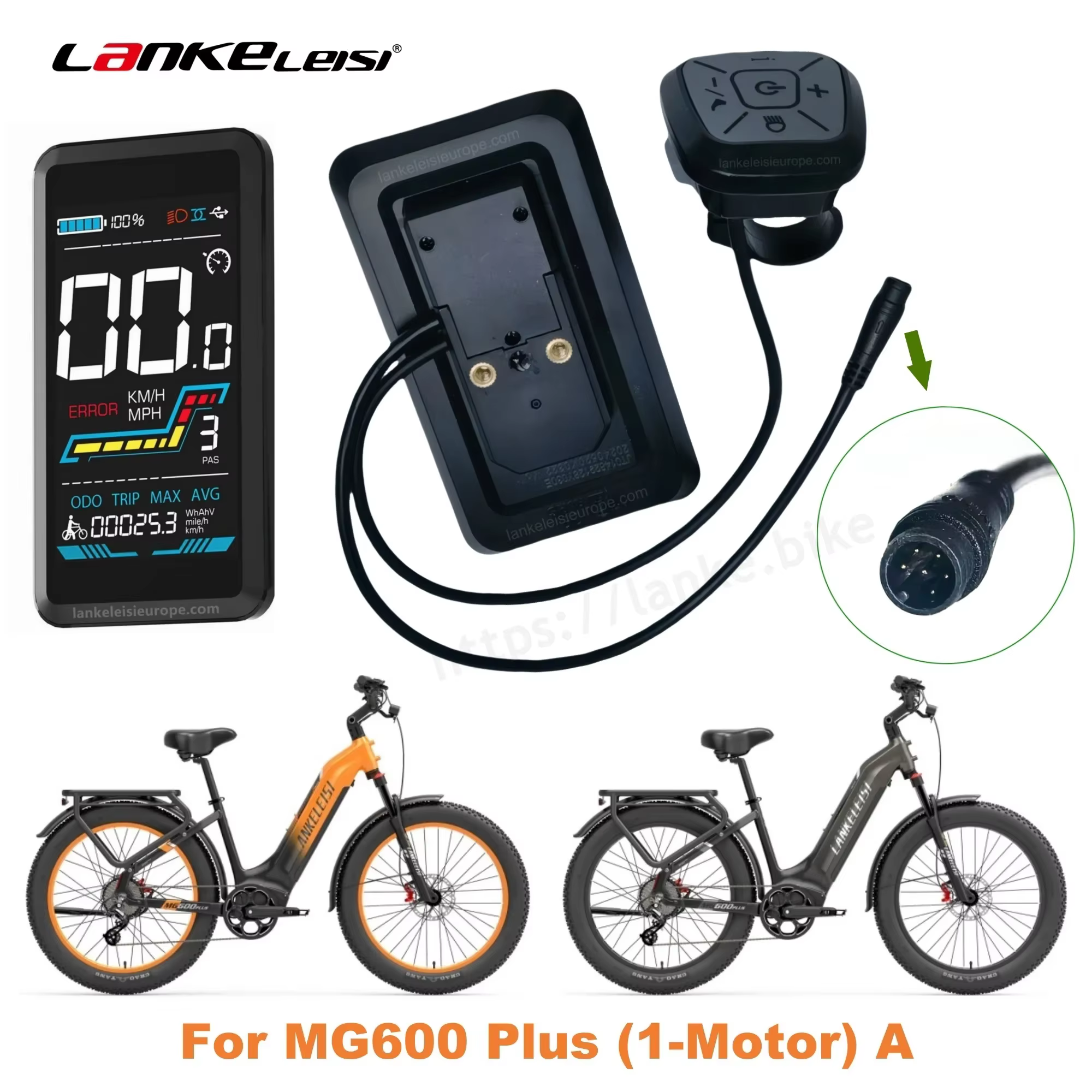 Écran LCD YL91F-V (hors support) pour vélo électrique Lankeleisi MG800 Max/ X3000 Max / MG600Plus /M