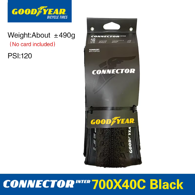 Pneu de vélo Goodyear Gravel Connector Speed/Slick/Inter Race 700 x 40C Tubeless Fold 120TPI Noir/M
