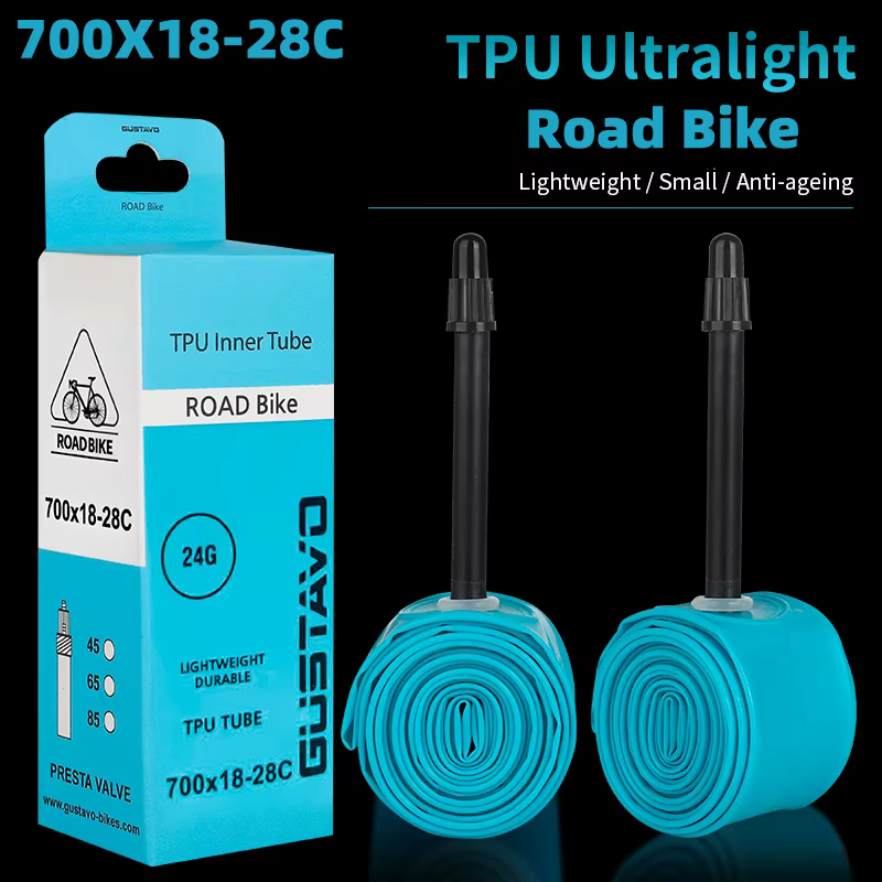 GUSTAVO Tubes ultralégers en TPU Valve de chambre à air de vélo de route 45MM 65MM 85MM 700X18-28C 2