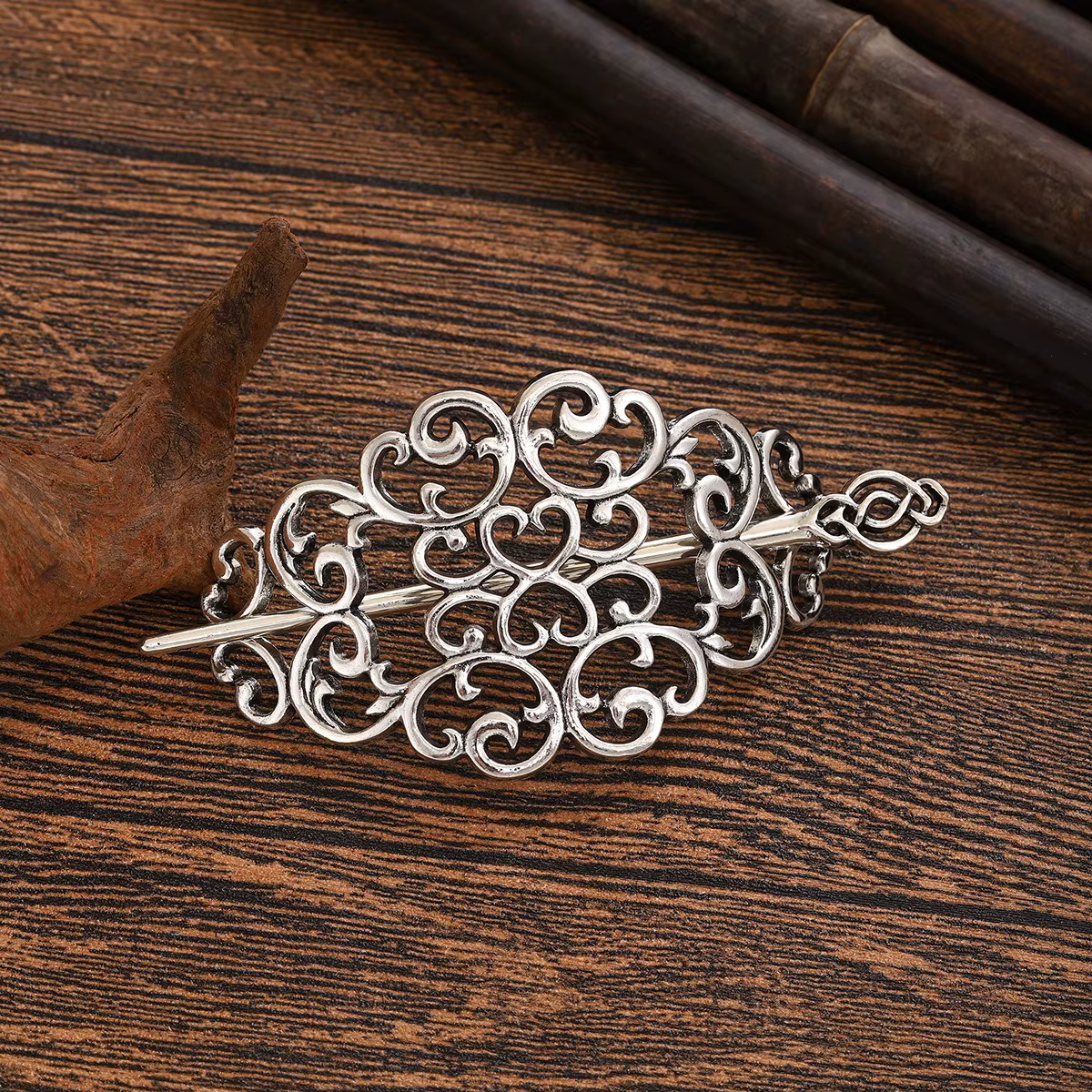 1pc mode Vintage argent filigrane cheveux toboggan complexe défilement conception gothique Style méd