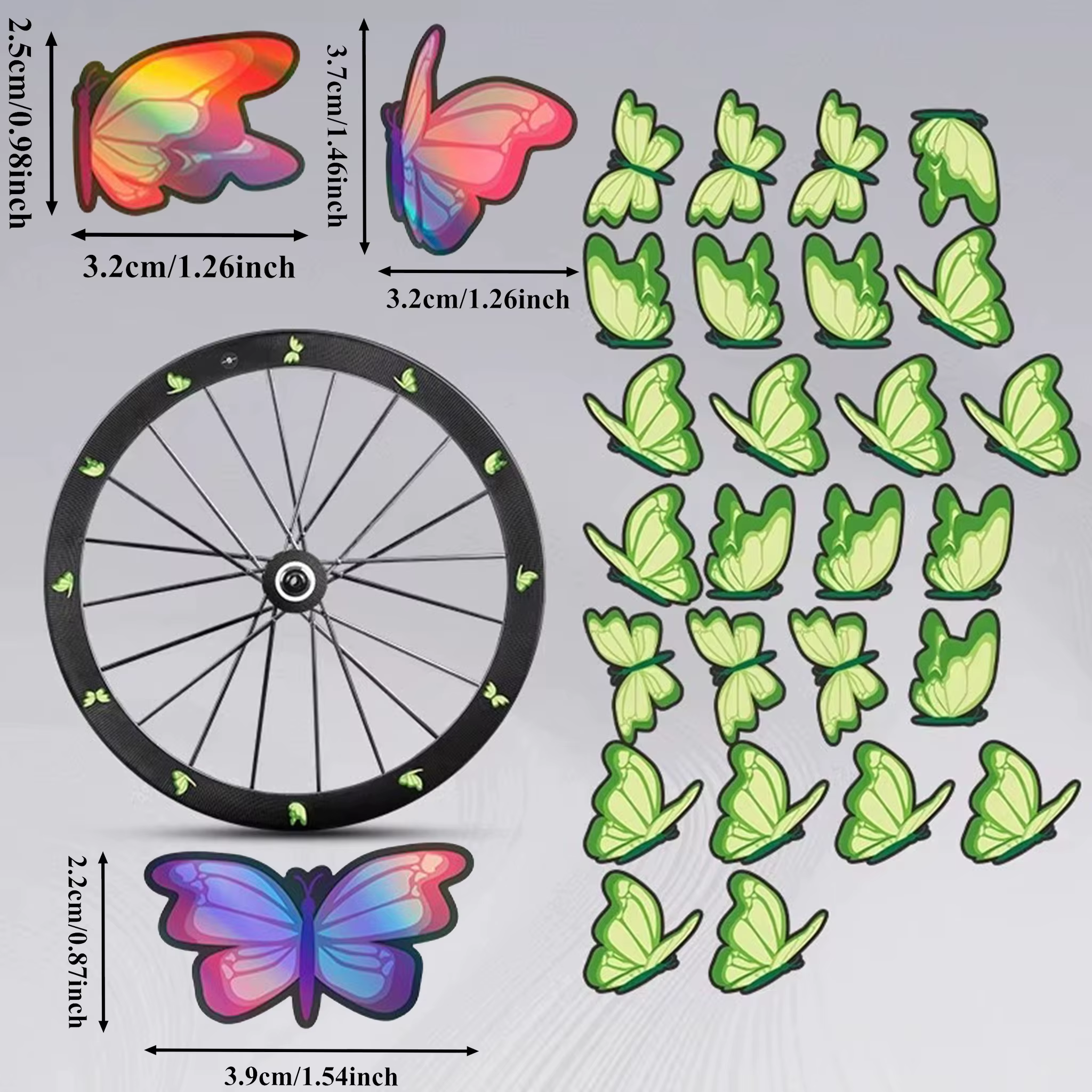 Autocollants pour jantes de vélo à motif papillon, autocollants décoratifs imperméables et auto-adhé