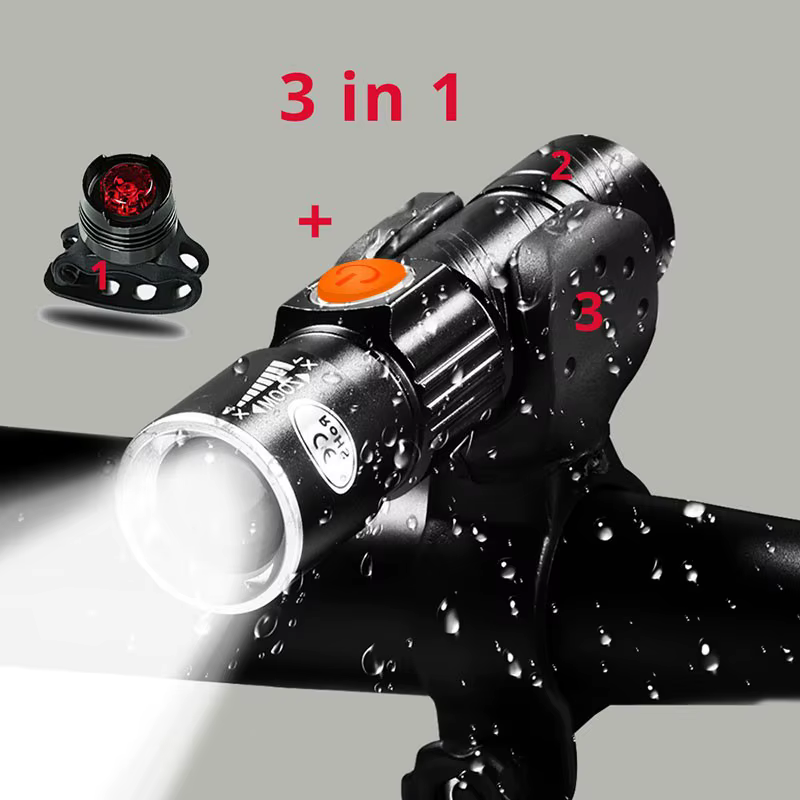 ZK30 3 in1 8000 Lumen vélo vélo lumière USB rechargeable LED étanche Super lumineux Zoom phare arriè