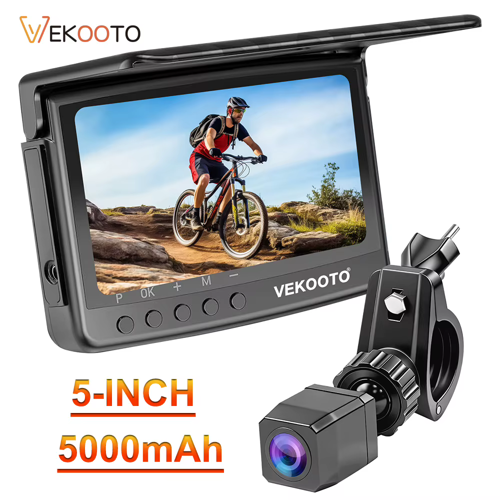 Caméra de recul pour vélo 1080P avec écran HD 5 pouces, surveillance en temps réel, vision nocturne,