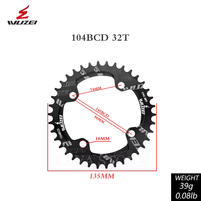 Plateau de chaîne VTT Wuzei 104BCD Narrow Wide 104 BCD Couronne Pignon VTT 30 32 34 36 38 40 42T Pla