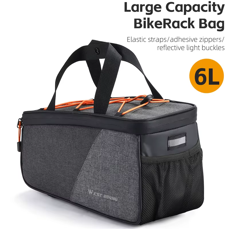 Sac de vélo à grande capacité WEST BIKING, sac de selle arrière pour vélo 6L, sac de voyage, randonn