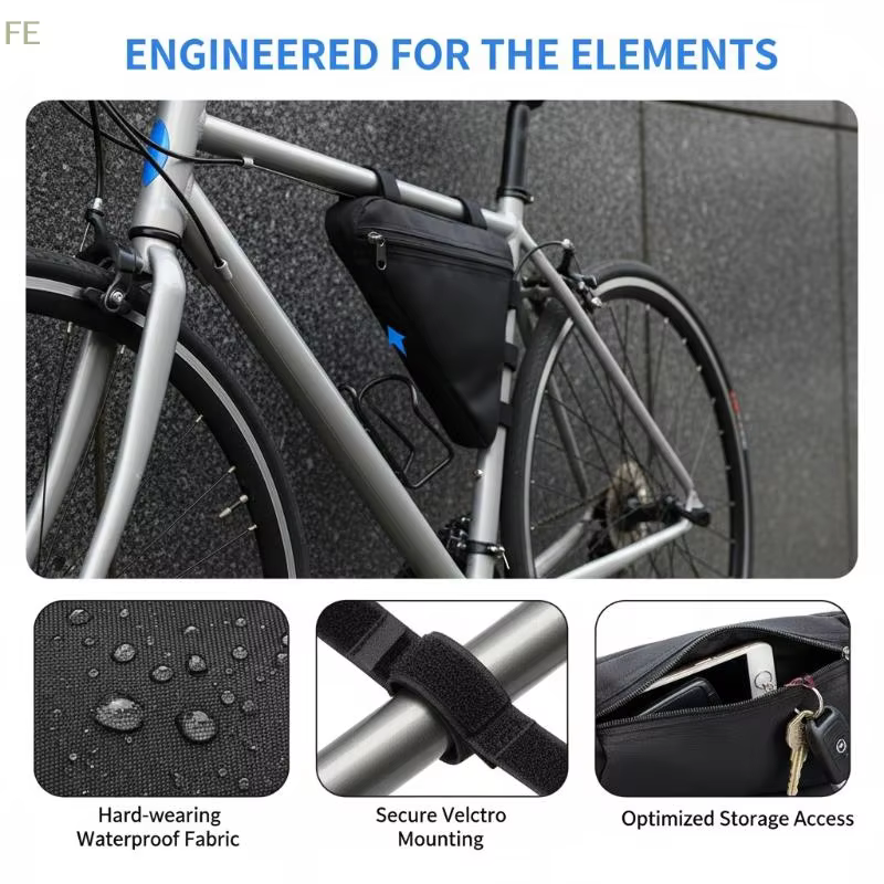 Sac de vélo polyvalent et durable, sac triangulaire pour vélo, sac de rangement pour cadre de vélo, 