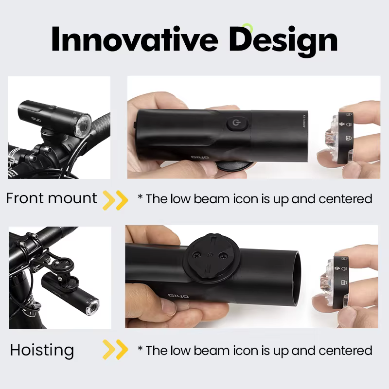 Giyo-Eclairage avant de vélo, lampe de sauna, lentille rotative, charge USB, étanche, antireflet, no