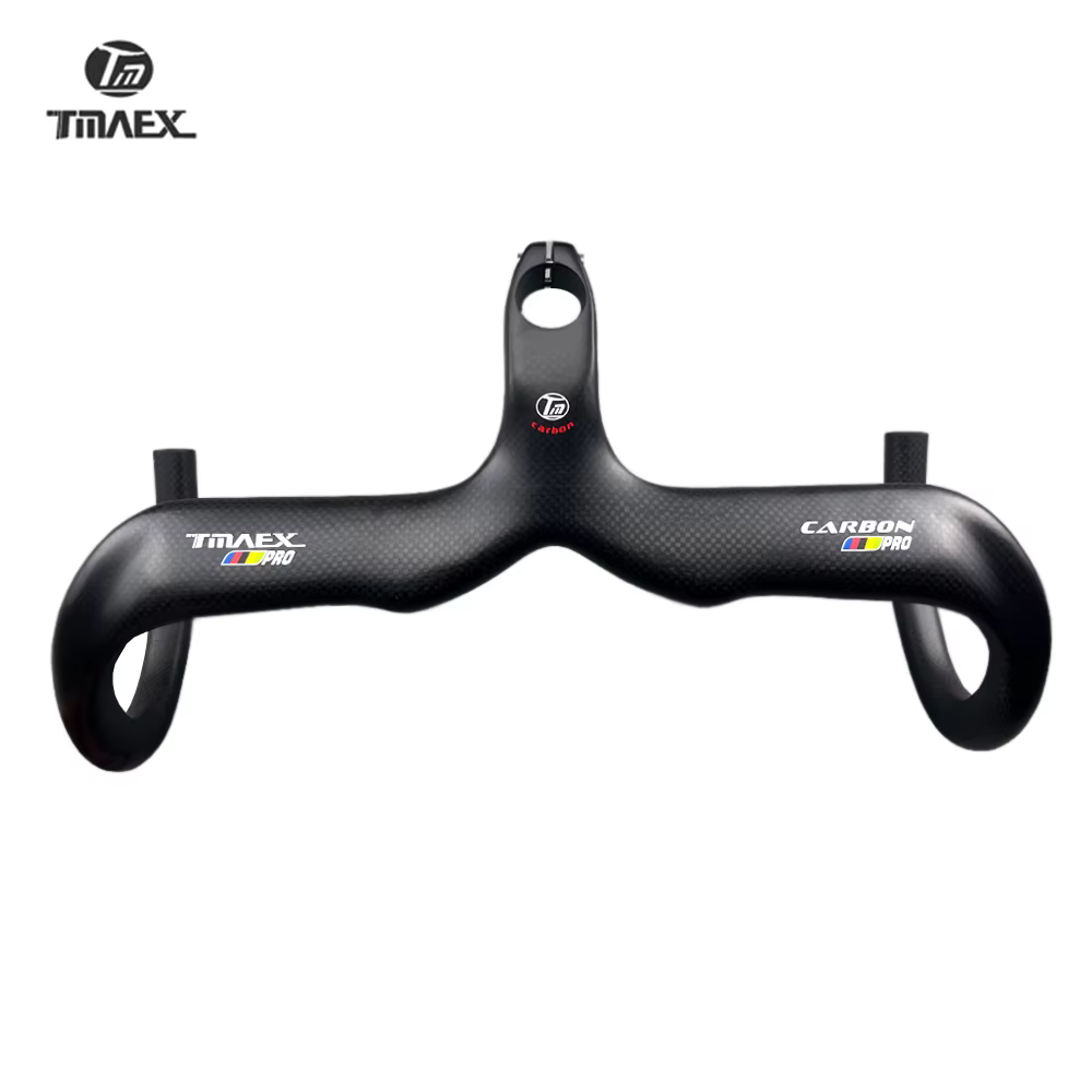 TMAEX-Guidon de vélo en carbone, ultraléger, guidon et potence intégrés, pièces de vélo de route, 3K