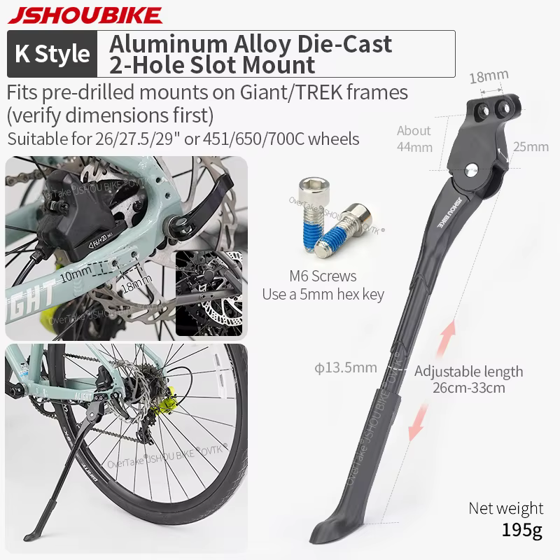 Béquille de vélo réglable en alliage d'aluminium, 18-24 26-29 pouces, support latéral de vélo de mon