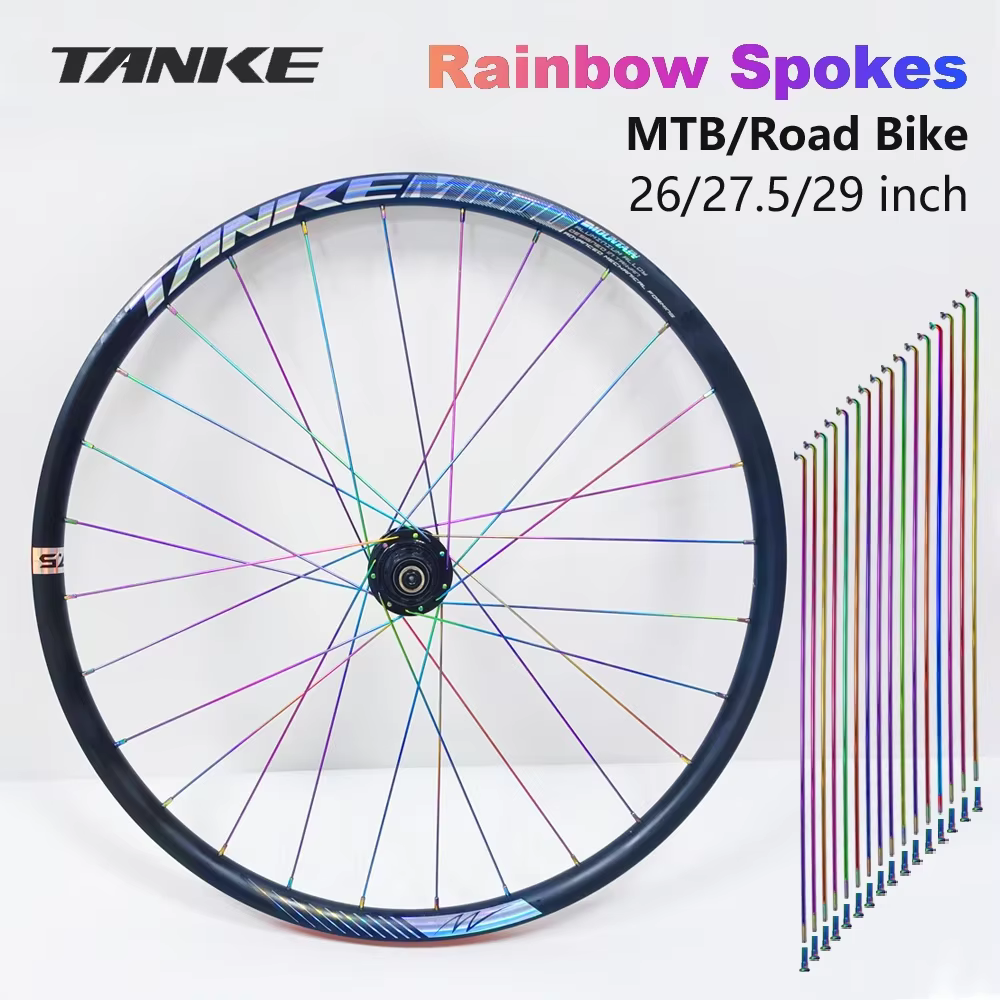 TANKE vélo 12 pièces rayons fil avec écrous pour 26/27.5/29 pouces roue vtt vélo de route en acier i