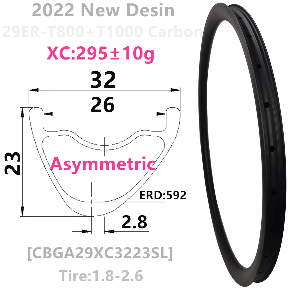 Jantes Carbonbeam neuves, seulement 270g, profondeur asymétrique 23mm, largeur 28mm, 30mm, 32mm, 29e