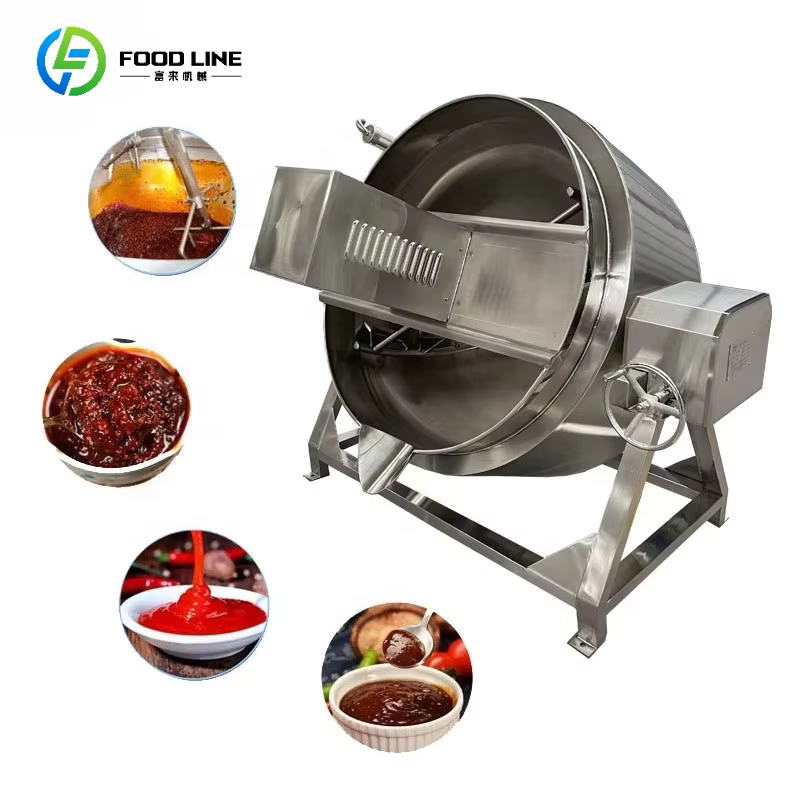 Bouilloire à bonbons inclinable 100-1000L, avec agitateur, vapeur à gaz, bouilloire électrique à gai