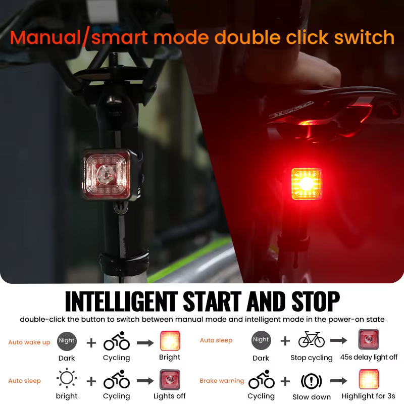 Enquêter arrière de détection de freinage intelligent pour vélo, ensembles avant et arrière, étanche