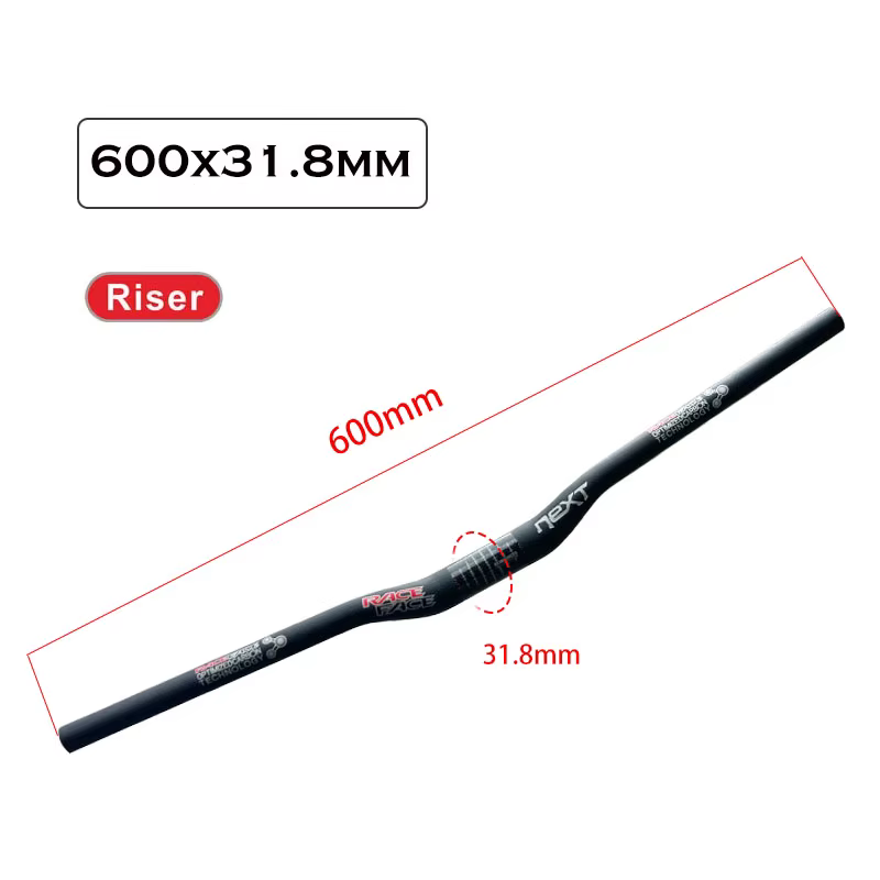Guidon de vélo de montagne Race Face Next 3K/Matte Carbon, plat/élevé, tailles 600-760 mm, diamètre