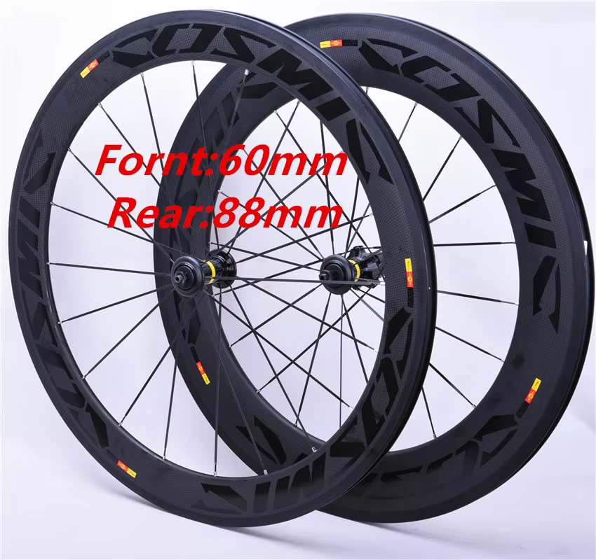 Le plus récent 700C avant 60mm + arrière 88mm vélo de route UD pleine fibre de carbone vélo roues ca
