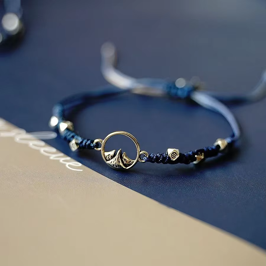 Bracelet de couple Léon Day pour femme et homme, design original, montagnes et rivières, travail man