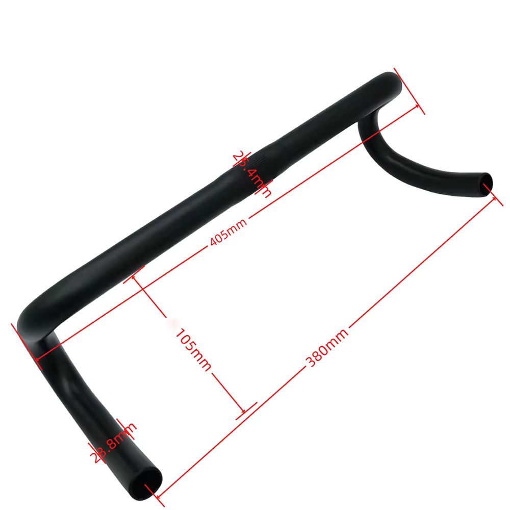 Guidon de vélo de route guidon de course 25.4mm largeur 380mm guidon de vélo à pignon fixe noir/arge
