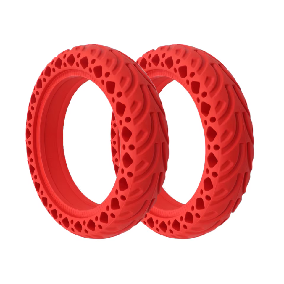 Pneu de 8.5 pouces pour Scooter électrique, amortisseur en nid d'abeille, rouge, caoutchouc solide D