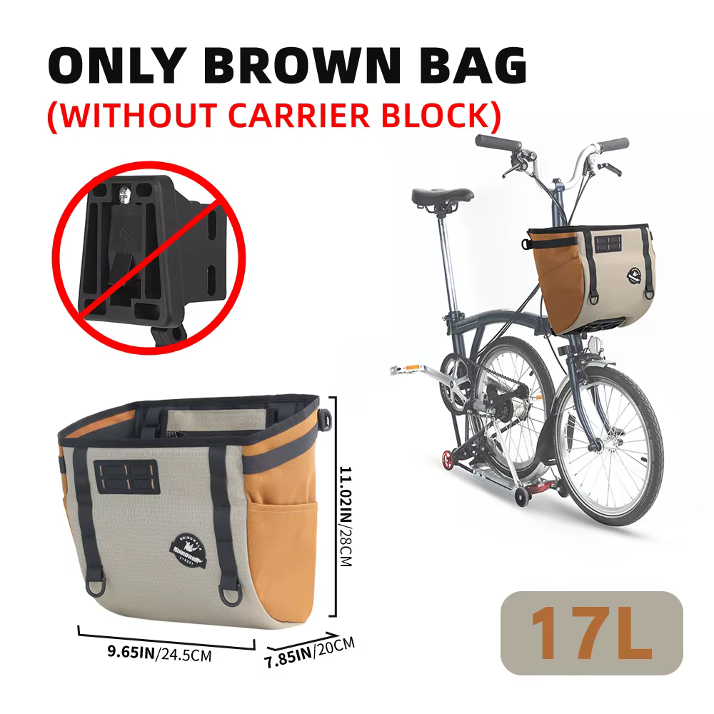 Sac de guidon de vélo Rhinowalk 17L/24L, sac de rangement pour vélo, panier avant de vélo, sac à ban