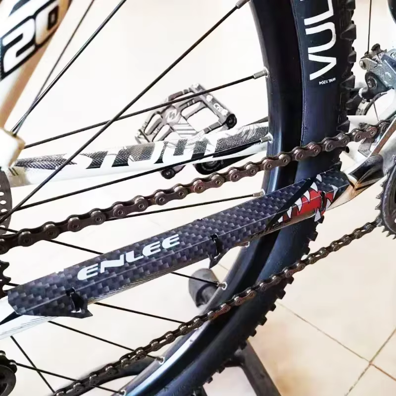 Protecteur de chaîne de vélo en Fiber de carbone noir, cadre de cyclisme, protection postée, couvert