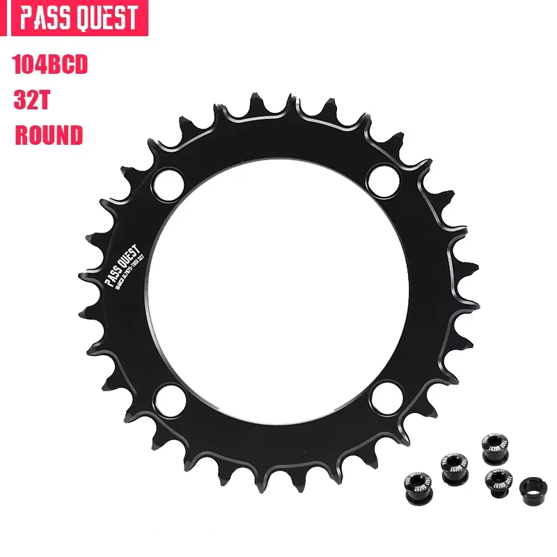 PASS Calls-Plateau Rond Aero Coloré pour VTT, Vélo de Route, Étroit, Large, 32-48T, Argent, Noir, ES