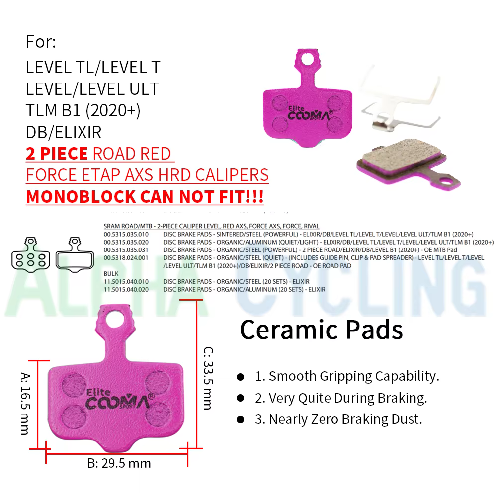 4 paires de plaquettes de frein à disque en céramique pour AVID DB 1 3 5 Elixir et SRAM LEVEL TL T U