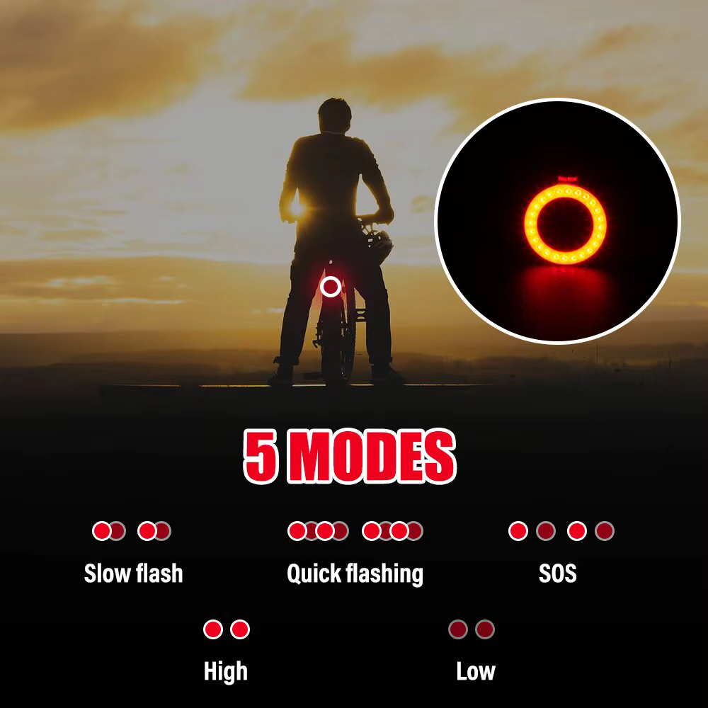 Feu Arrière Multi Modes D'éclairage USB Rechargeable Led Vélo Lumière Flash Queue Feux Arrière pour 
