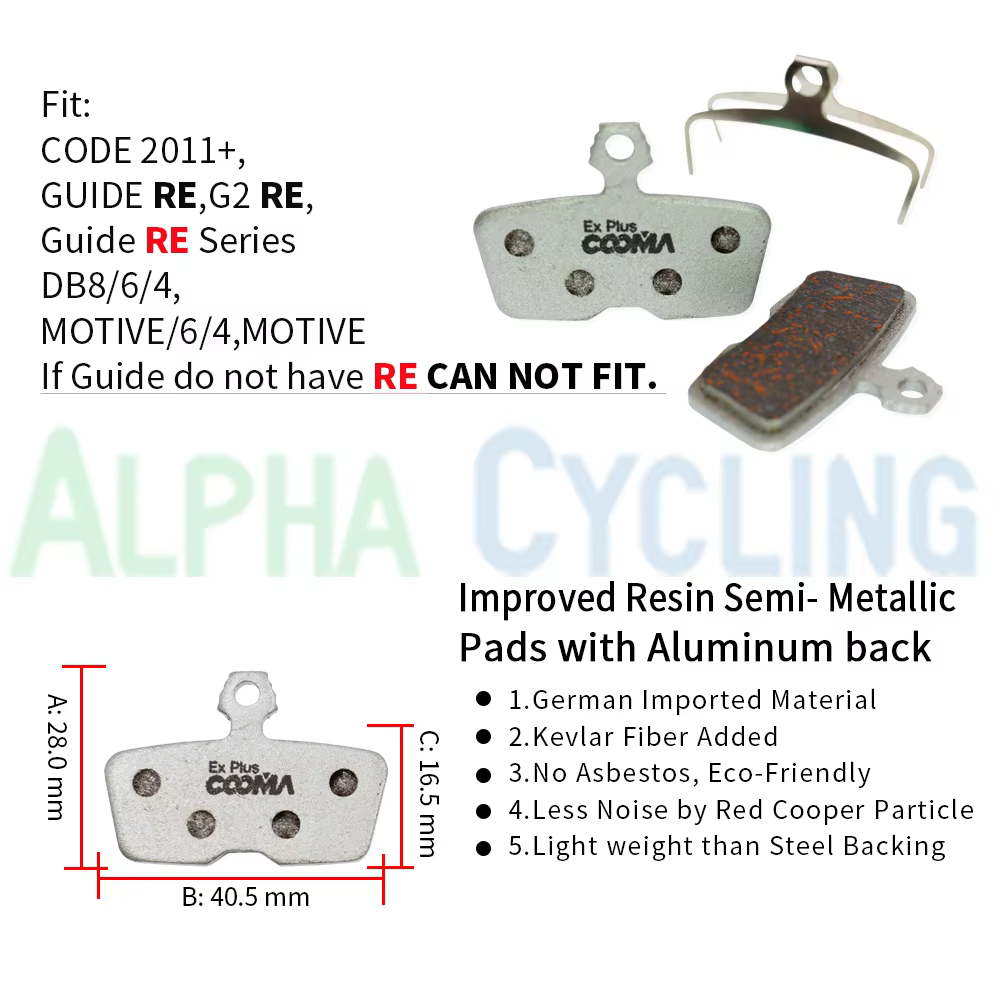 4 paires de plaquettes de frein de vélo pour SRAM Motive, DB8, Code, CODE R (2011 à aujourd'hui), DB