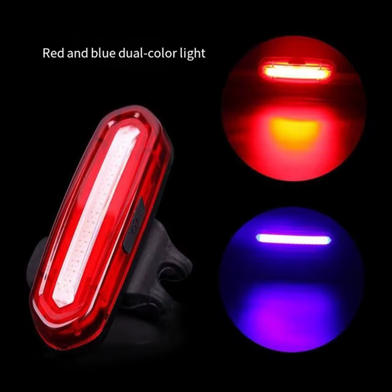 Feu arrière de vélo - Feu de vélo 5 modes rouge/bleu, étanche IP64, rechargeable USB-C