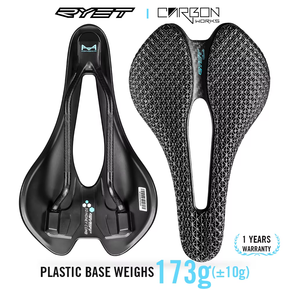 RYET-Selle de vélo en fibre de carbone ultralégère imprimée en 3D, siège pour VTT, route en gravier,