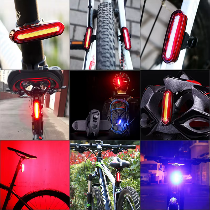 Feu arrière de vélo LED étanche, feu avant et arrière de vélo, Rechargeable par USB, pour équitation