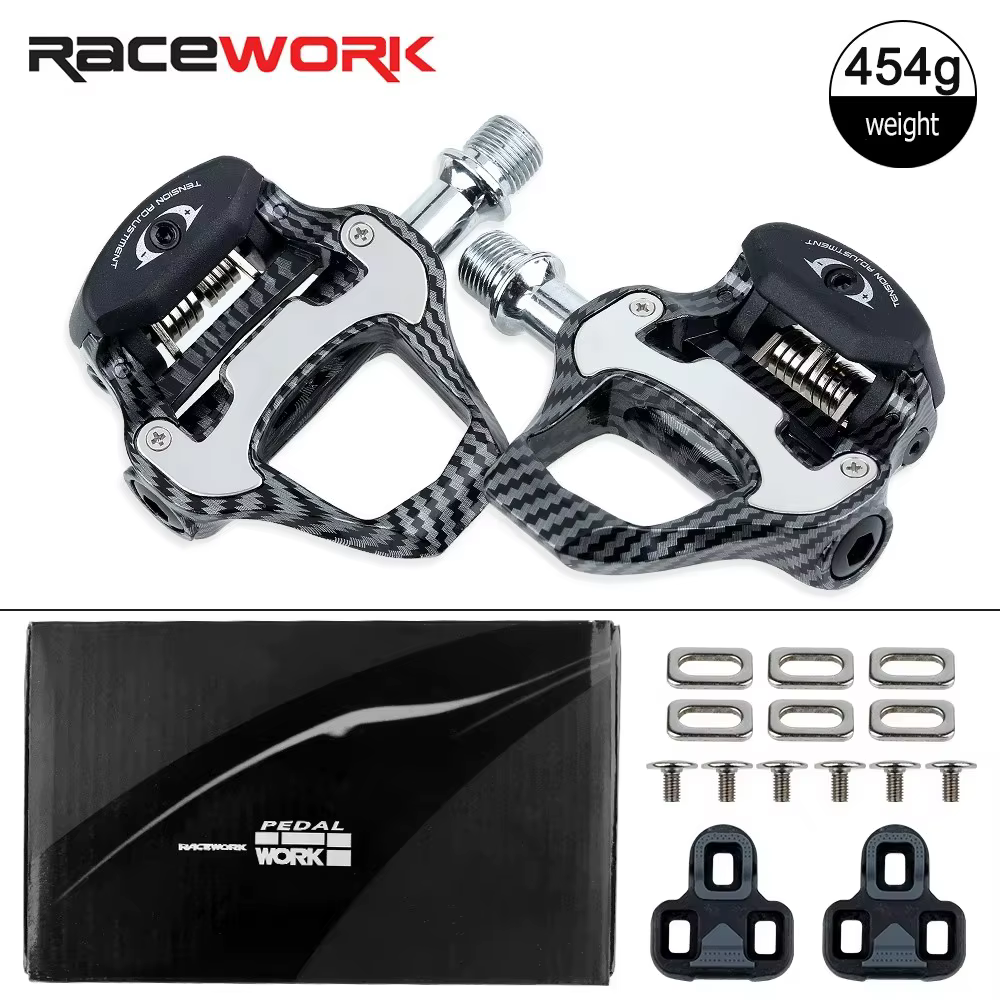Pédales de vélo de route RACEWORK en Fiber de carbone/Nylon avec roulement en céramique pédales auto