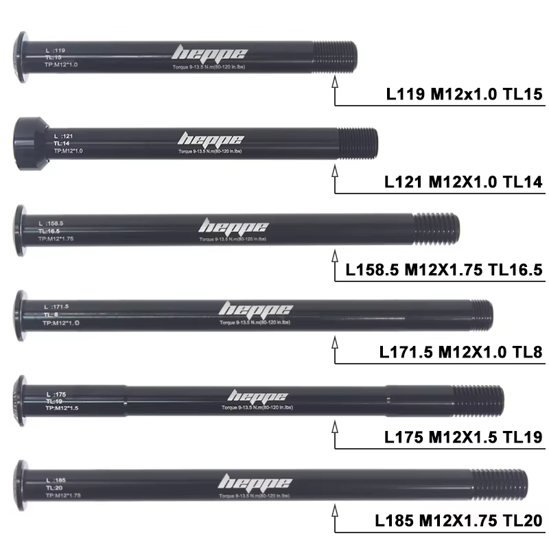 Brochettes d'essieu traversant de vélo de route de montagne HEPPE M12 M15 arbre de fourche avant moy