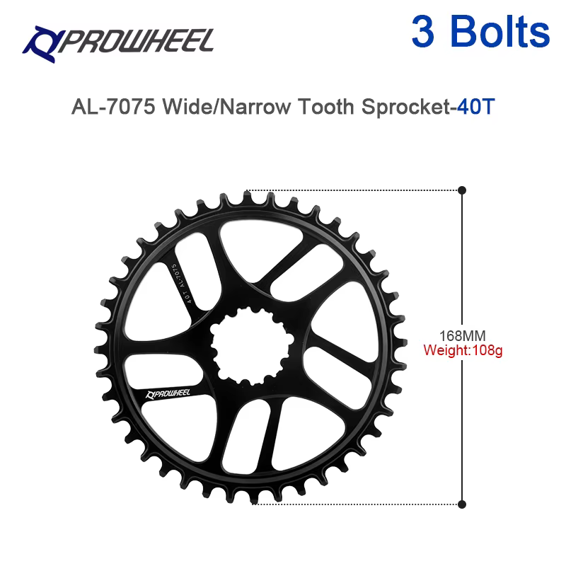 Prowheel DMA Plateau de pédalier Direct Mount 3 boulons Narrow Wide en aluminium AL7075 pour vélo de