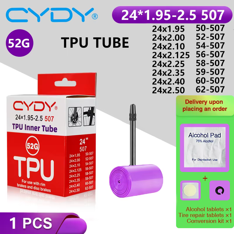 CYDY-Chambre à air de vélo en TPU, assujetd'opathie, caméra de vélo BMX 45mm, 52G, 24 pouces, 507, 2