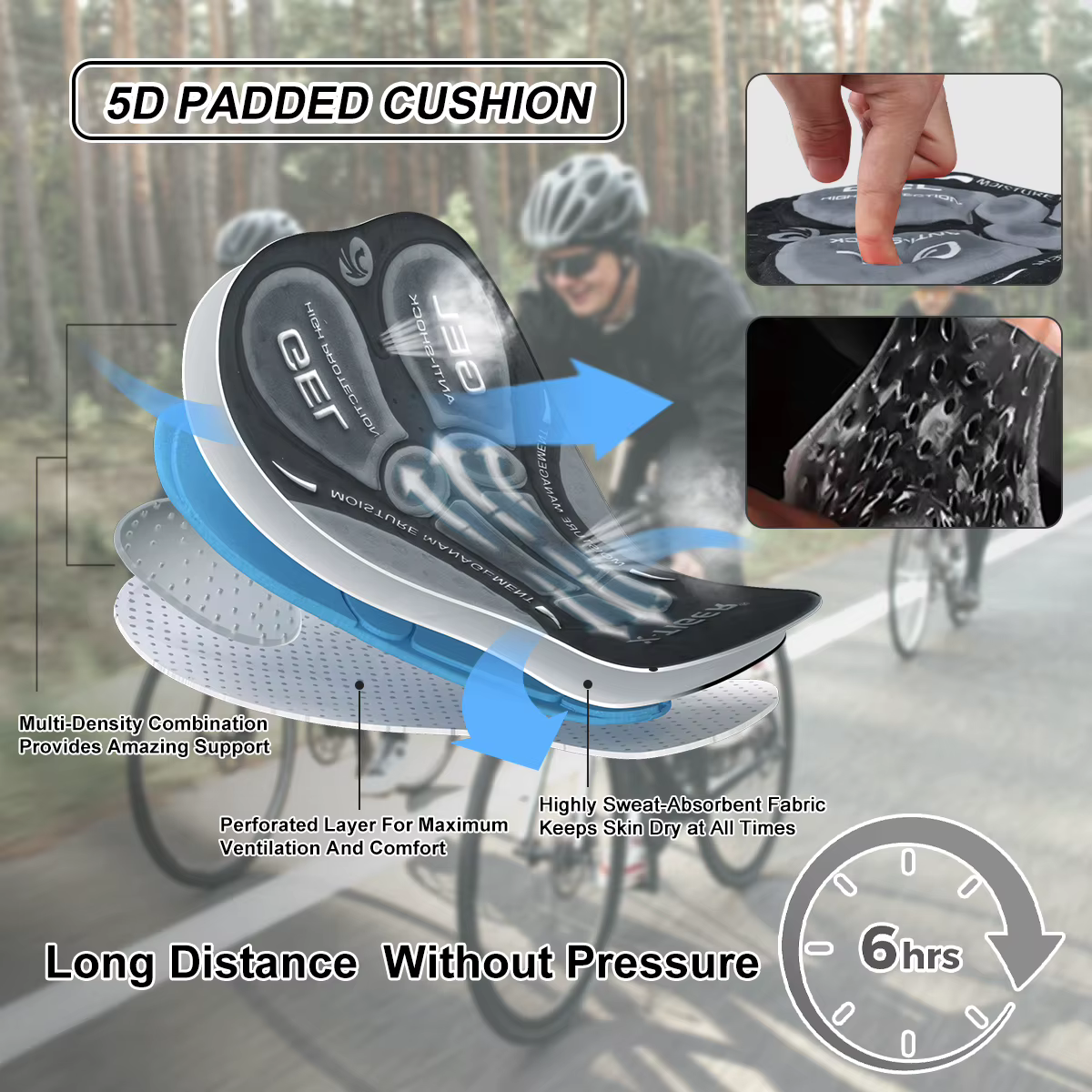 X-TIGER sous-vêtements de cyclisme 5D Gel Pad respirant antidérapant hommes vélo Shorts antichoc vél