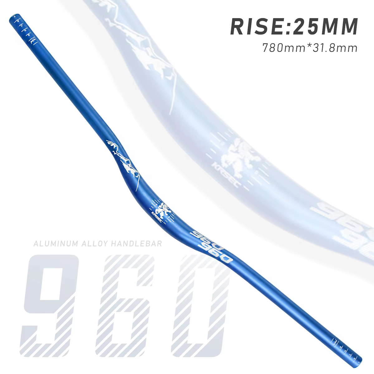 KRSEC 31.8mm VTT guidon en alliage d'aluminium vélo Riser guidon 25mm hauteur 780mm longueur guidon 