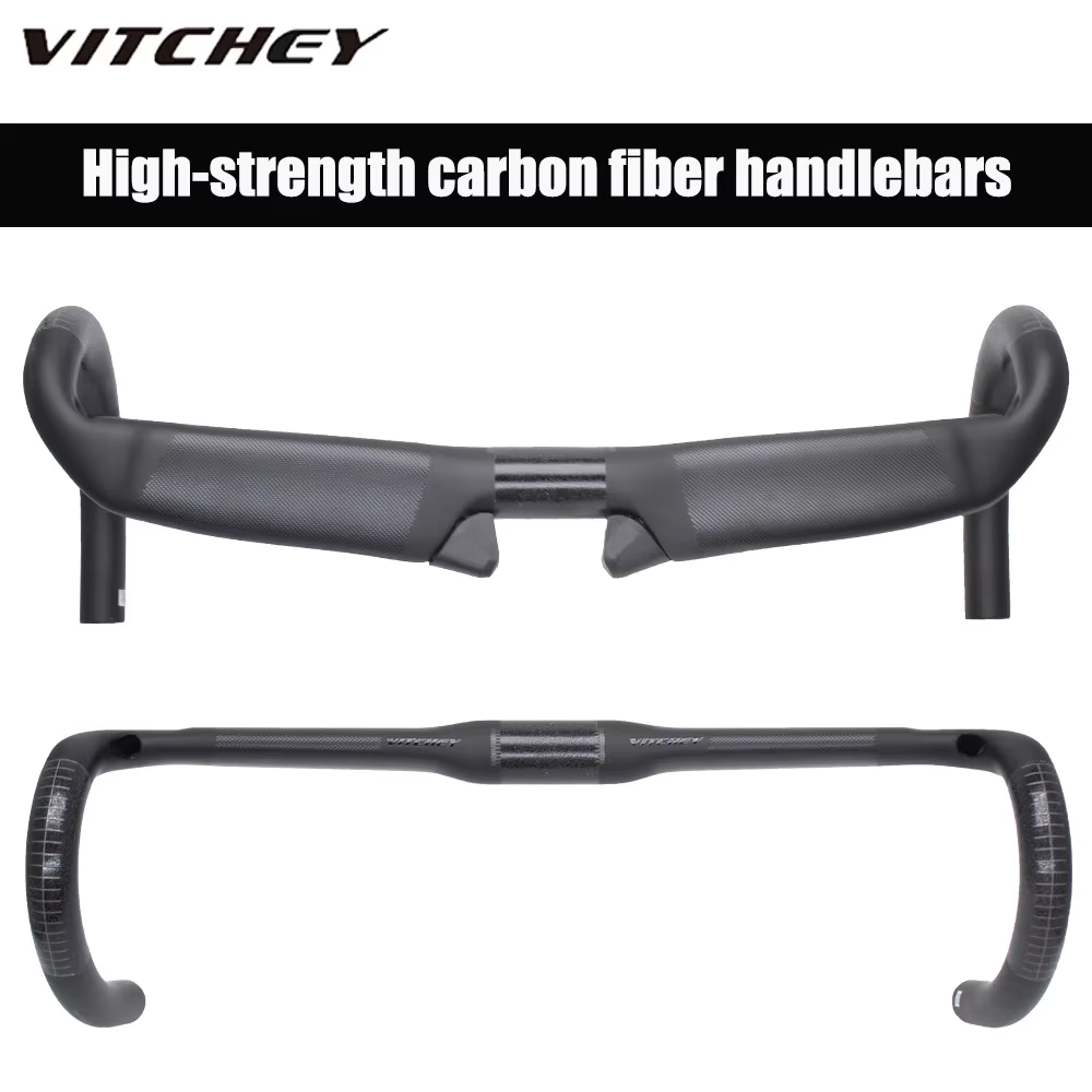 Guidon de câblage interne pour vélo de route Vitchey entièrement en carbone. Finition en surface : d