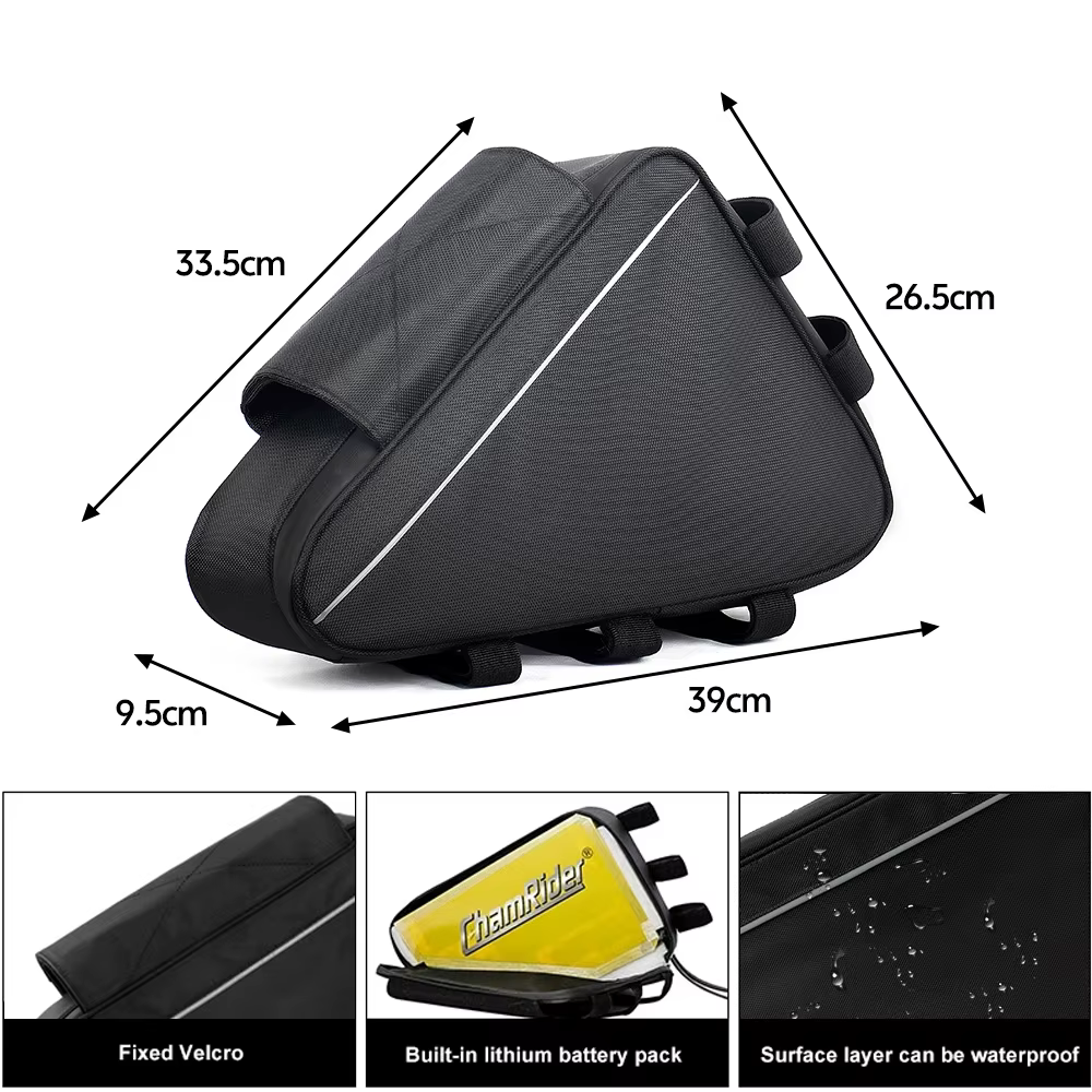 36V 48V 60V 72V E-BIKE vélo électrique Triangle batterie sac noir cadre de vélo Triangle sacs charge