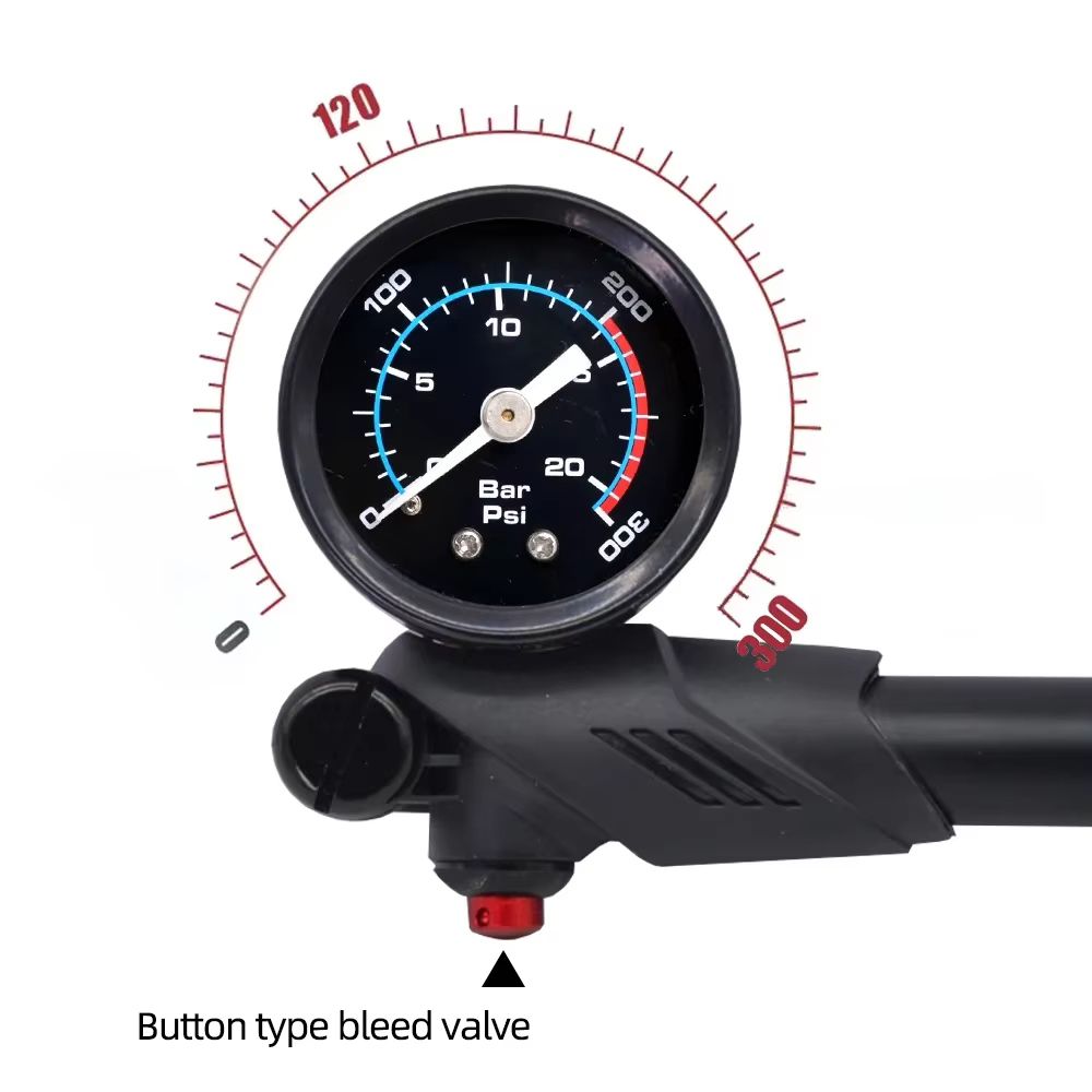 ThinkRider pompe à air de vélo Portable haute pression 300psi avec jauge pour fourche et Suspension