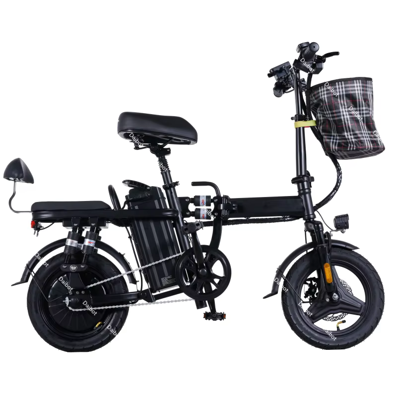 Canada Stock 14 pouces vélo électrique pliant pour femme avec 2 sièges 500W 48V rose vélo électrique