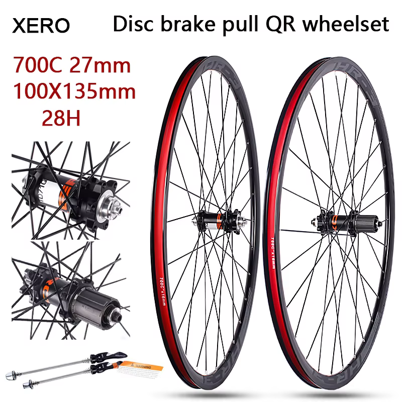 Jeu de roues de vélo de route XERO 700C, frein à disque, 2 roulements, 100x135 mm QR, 7-10 vitesses,