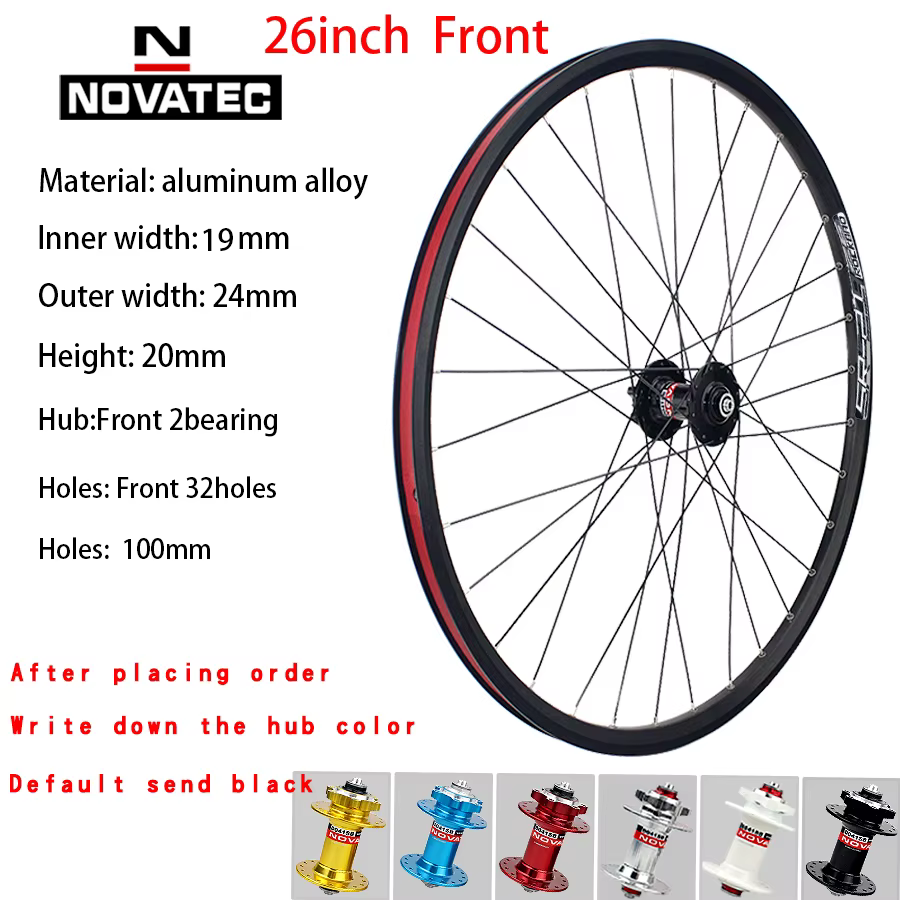 Novatseats-Jeu de roues de vélo de montagne en alliage d'aluminium, frein à disque 32H, 4 roulements
