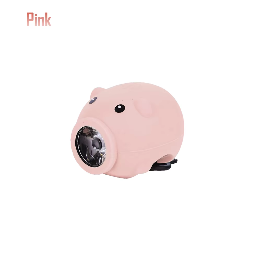 Lampe de guidon de vélo cochon de dessin animé mignon, Rechargeable par USB, étanche, 3 Modes d'écla